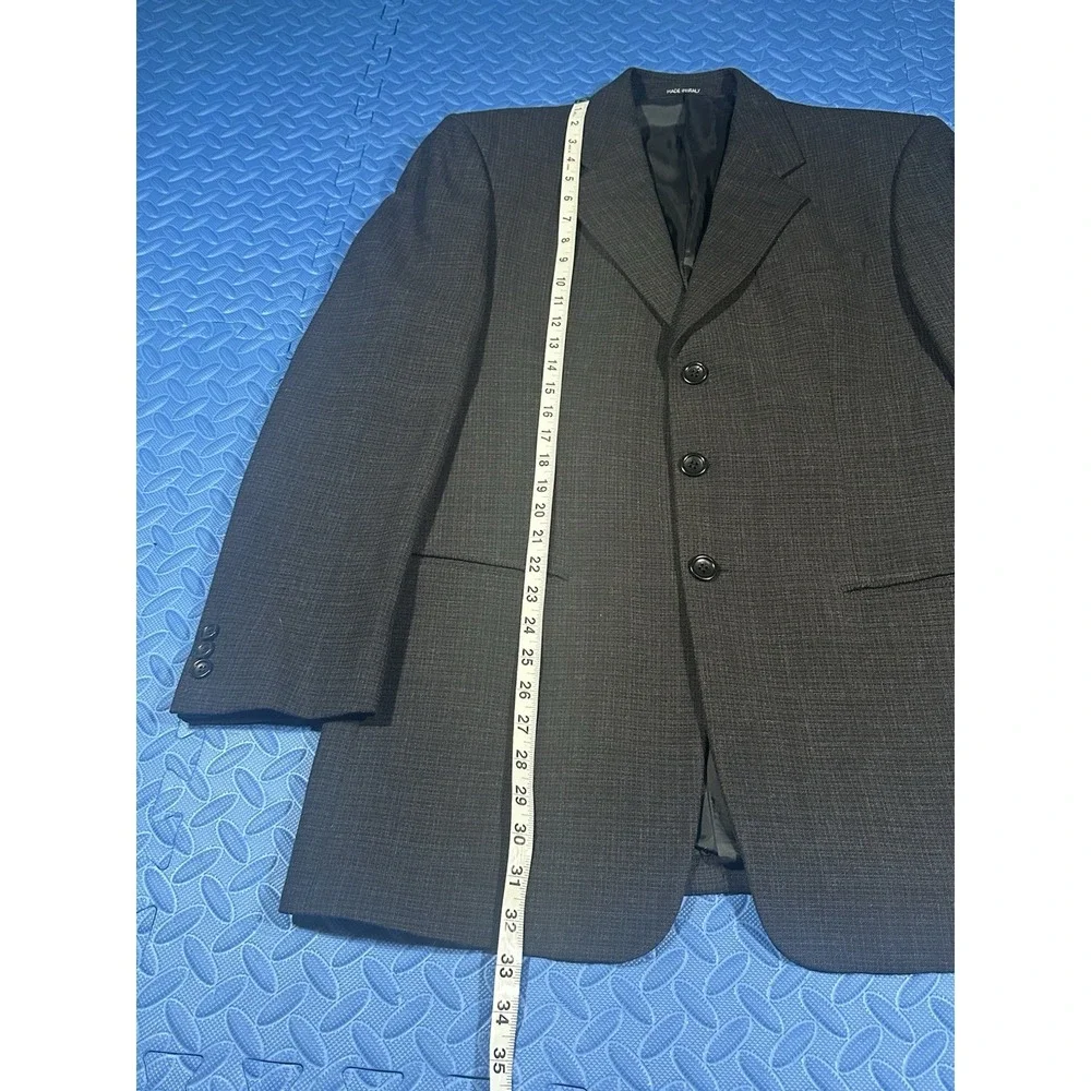 Armani Collezioni Men's 40R Black Plaid Blazer Wool Viscose Saks Fifth Italy